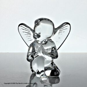 Baccarat lead crystal Cherub at prayer figurine, boxed