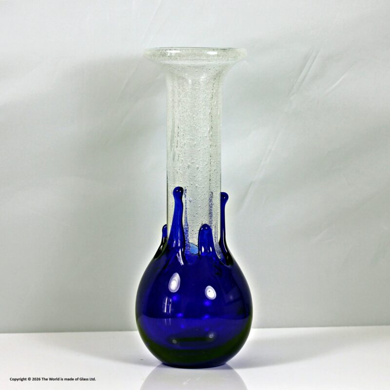 Pavel Jesek for Skrdlovice, blue and clear studio glass vase