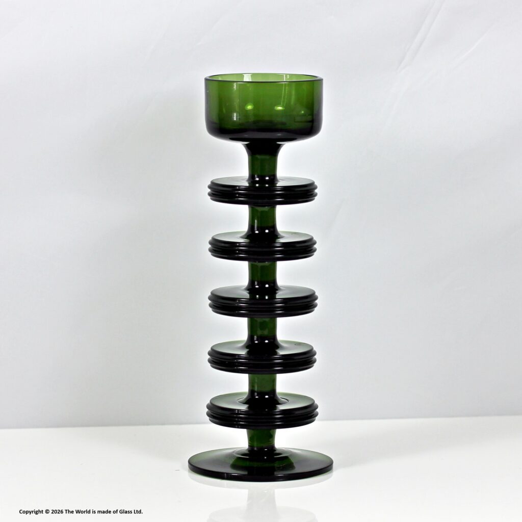 Ronald Stennett-Willson for Wedgwood Glass, Sheringham candlestick, five ring, green