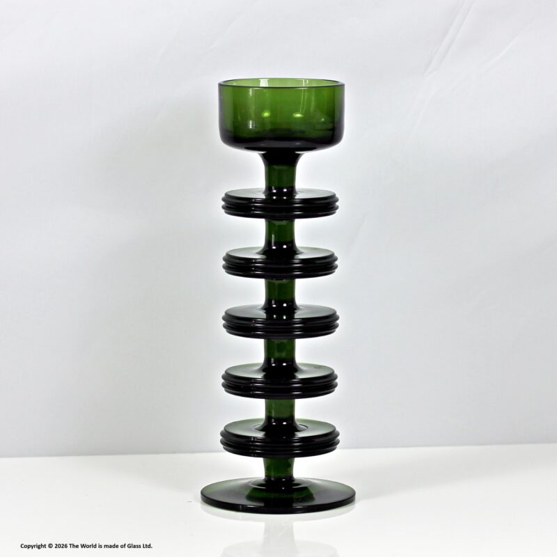 Ronald Stennett-Willson for Wedgwood Glass, Sheringham candlestick, five ring, green
