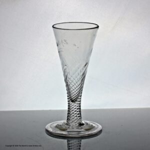 Georgian half wrythen-moulded dwarf ale glass, folded foot