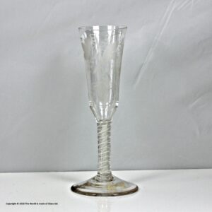 Georgian hop & barley engraved double series opaque twist ale glass