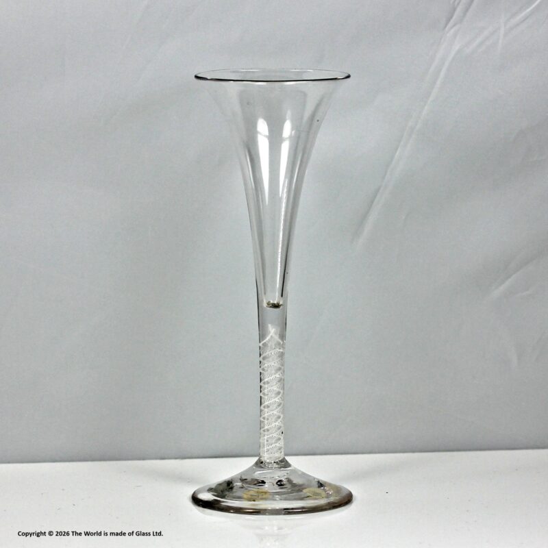 Georgian double series opaque twist wine glass, trumpet bowl