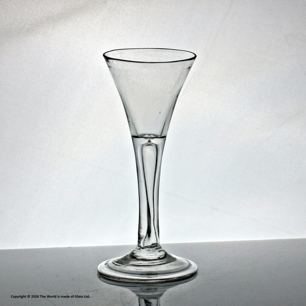Georgian plain stem wine glass, trumpet bowl, folded foot