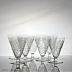 Set of seven St. Louis Crysal Astrid wine goblets