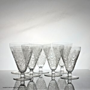 Set of seven St. Louis Crysal Astrid wine goblets