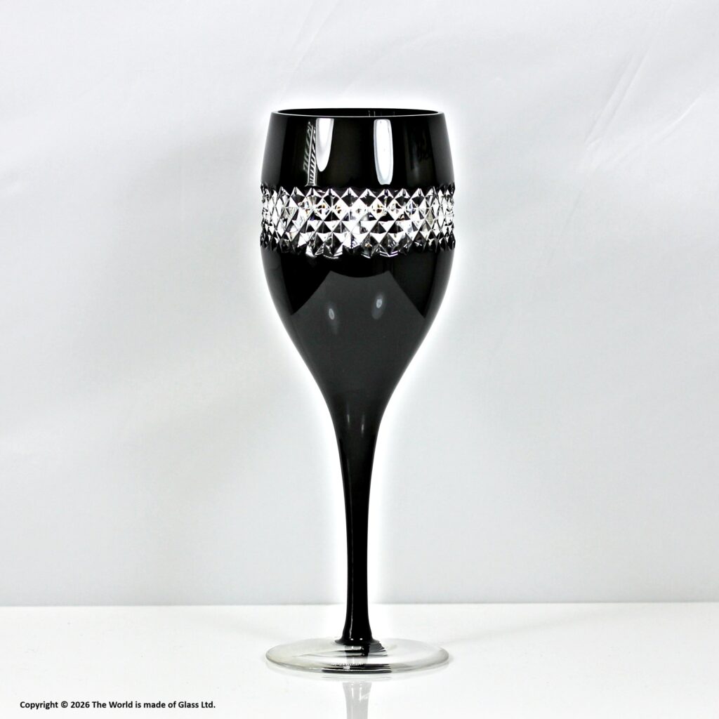 Set of six John Rocha for Waterford Crystal, black glass wine glasses