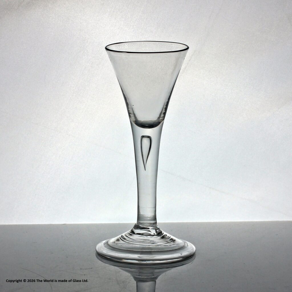 Georgian plain stem wine glass, funnel bowl, folded foot