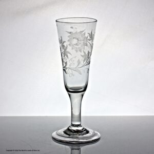 Georgian plain stem ale glass, passion flower engraved bowl, folded foot