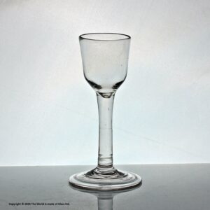 Georgian plain stem wine glass, ogee bowl, folded foot