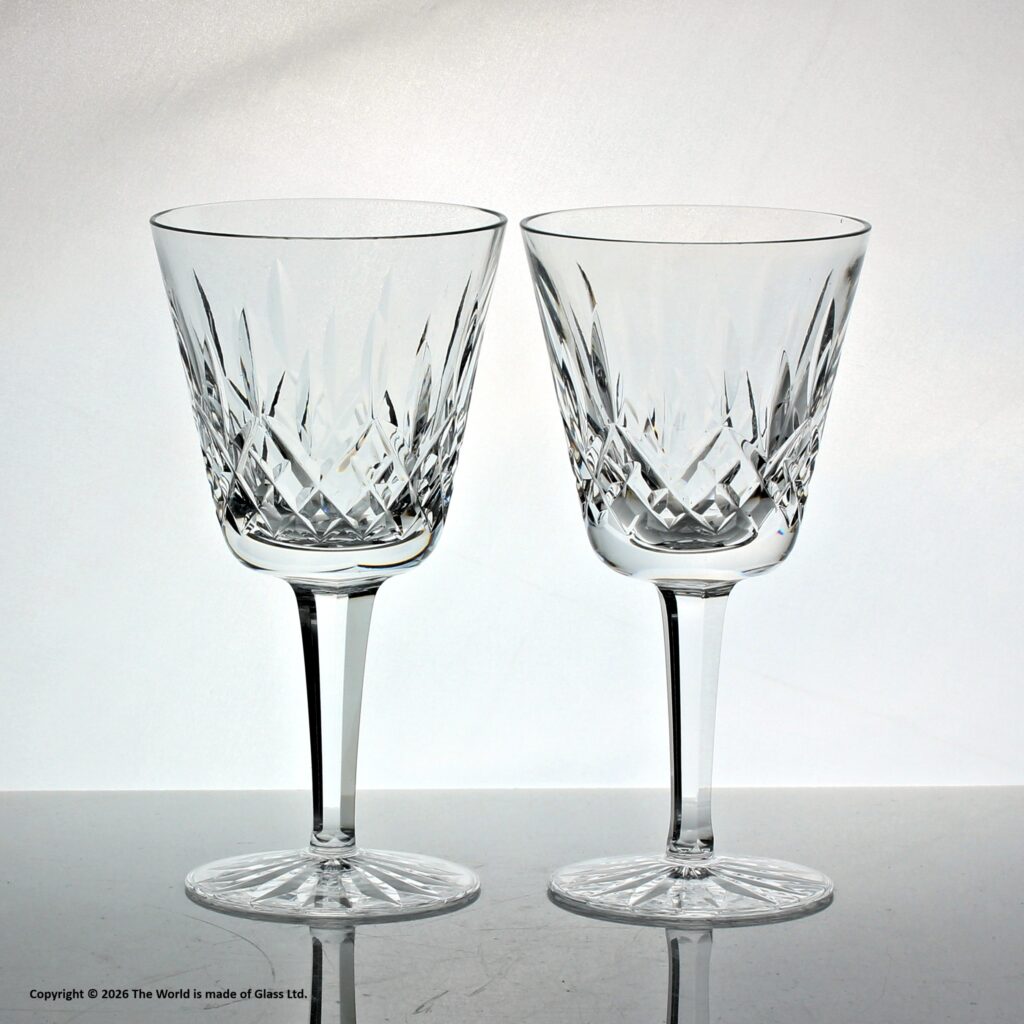 Pair of Waterford Crystal Lismore wine glasses